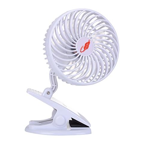 Rechargeable Battery Clip on Fan, HaetFire 360 Degree Rotation Portable 3 Speeds Mini USB Desk Table Fan Handheld Outdoor Fans Personal Cooling Fans for Baby Stroller Home Office Camping (White) Cover