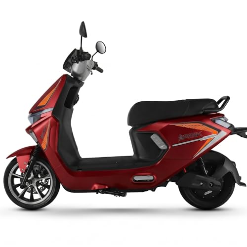 Image of AMO Brisk 60V Lithium Ion Battery Low Speed Electric Scooter | 25 km /h | 60-70 km Range | Non-RTO | Portable Charger | Red