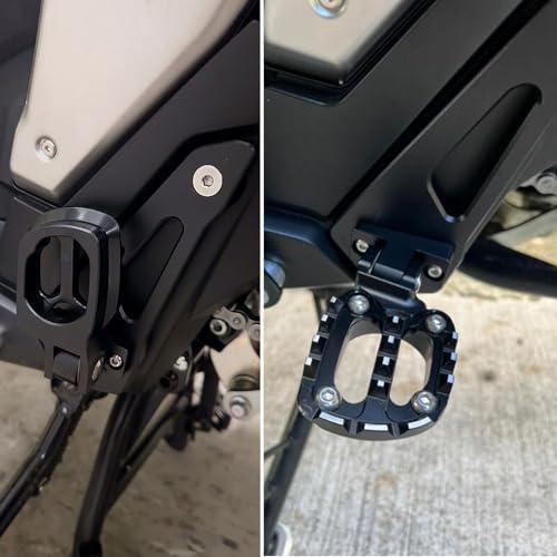 Midimttop Pedal trasero de aleación de aluminio para motocicleta soporte plegable para reposapiés de pasajero, accesorios Replacement for XADV 750 x-adv 750 XADV750 2021 2022 2023 2024 (Negro)