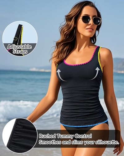 Image of Aqua Eve Tankini Tops for Women Swimwear Top Only Tummy Control Bathing Suit Top No Bottom (Available in Plus)