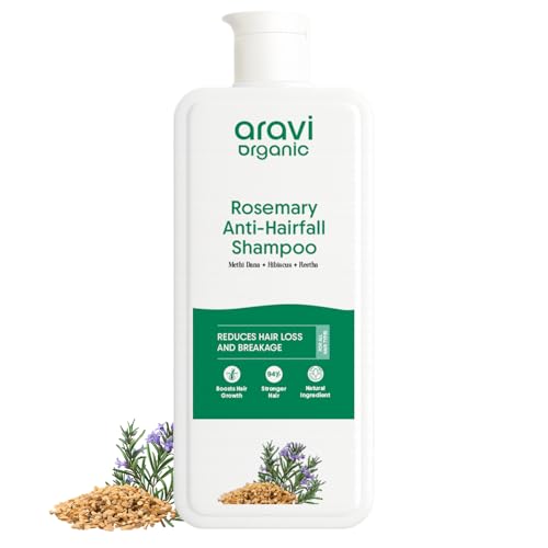Aravi Organic Rosemary Anti Hairfall Shampoo | Hair Growth & Hairfall Control | Up to 94% Stronger Hair | Sulphate-Free Shampoo for Men & Women | Suitable for All Hair Types | 300ml