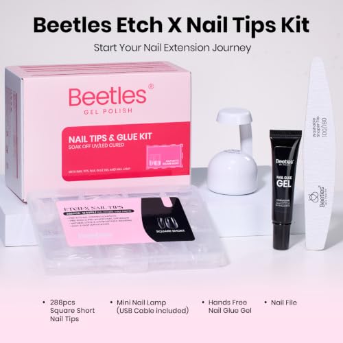 Image of Beetles Short Square Nail Extension Kit, 288pcs Nails Tips, 12 Sizes