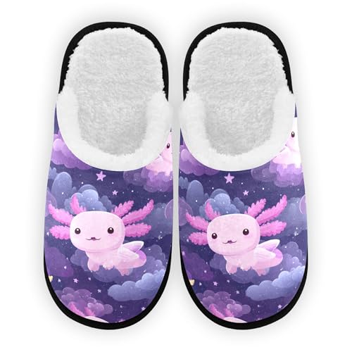 Men Women Winter Axolotl Cloud Galaxy Cartoon Family Bedroom House Slipper Non-Slip Warm Resistant Slippers2