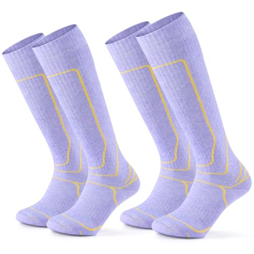 Zicac 2 Paar Merinowolle Socken Damen Anti-Rutsch Skisocken Thermosocken