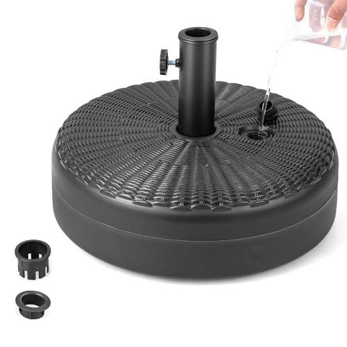 GOPLUS Schirmständer für Schirmstöcke 38mm / 48mm, Sonnenschirmständer befüllbar mit 15,5 L Wasser / 25 kg Sand, Schirmgewicht mit Griff, Sonnenschirm Ständer φ 45cm, HDPE, schwarz