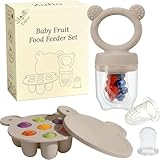 Silikon Fruchtsauger Baby: Schnuller und Muttermilch, Eis am Stiel, Gefrierschrank, Aufbewahrungsbehälter für Babynahrung, Eiswürfel für Babyzahnen und Selbstfütterung (sand-01)