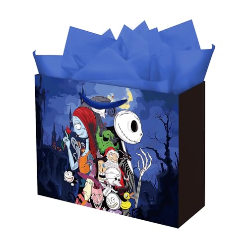 Zaprosze 4Pack Before Christmas Birthday Gift Bag with Tissue Paper and Greeting Card Wrapping Paper Bags Large Themed Birthday Party Favor Bags for Girls Bday Baby Shower Party Supplies Decoration