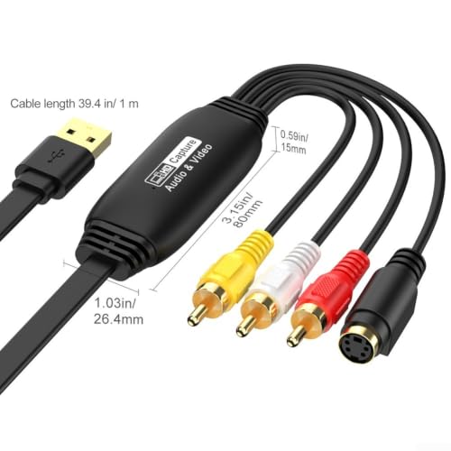 Capturadora de video USB 2.0 VHS a digital convertidor RCA a HD 720p PC Mac 5