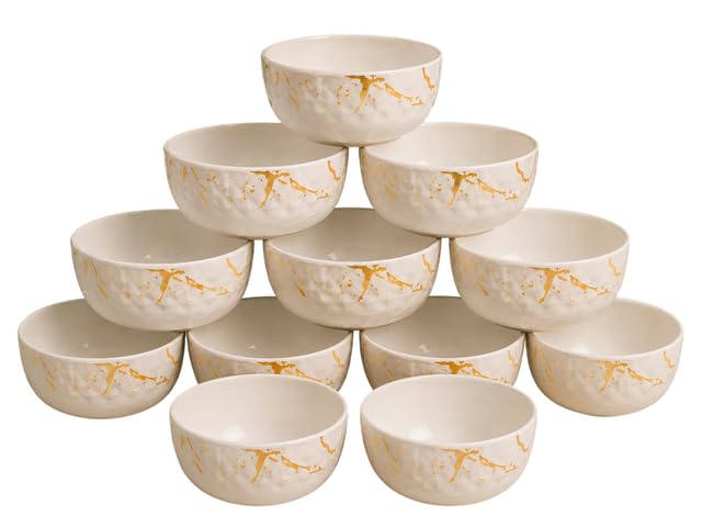 Image of Ariya 4.5 Inch Melamine Greek Bowls Golden Aura Collection Set of 12