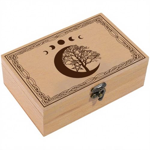 CREATCABIN Cajas de Madera para Guardar Tarot, Caja de Madera
