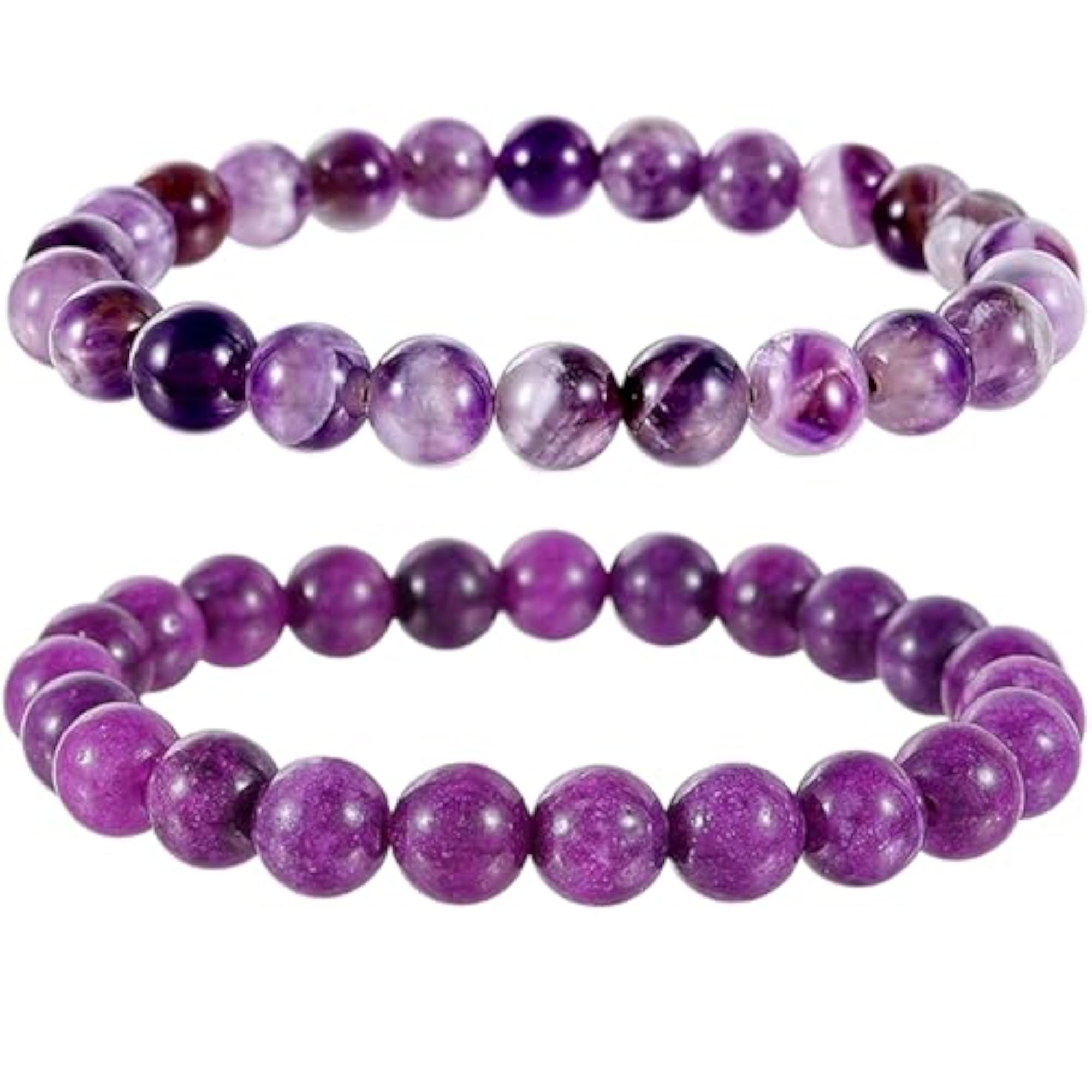 Couples Dogtooth Amethyst & Sugilite Friendship Bracelet Set
