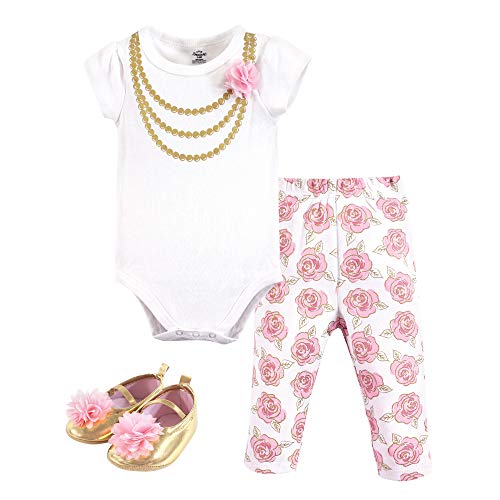 Image of Little Treasure Unisex Baby Cotton Bodysuit, Pant and Shoe Set