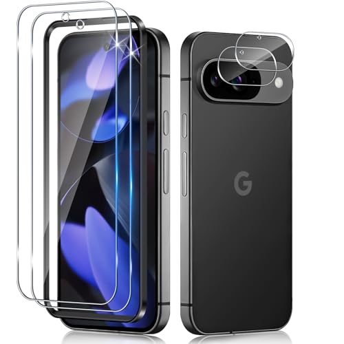 Funrae Verre Trempé pour Google Pixel 9 avec Caméra Arrière Protecteur [2+2 Pièces], Dureté 9H [Sans Bulles] [Ultra HD] Ultra Résistant Film Vitre Trempé Protection écran [Transparente]