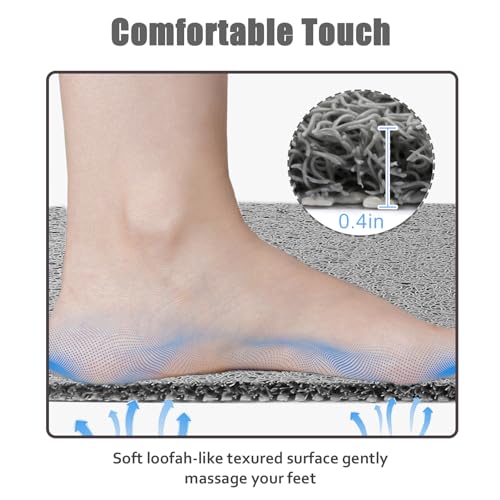 Shower Mat Non Slip, Extra Long Bath Tub Mat Non Slip Anti Mould 40x100cm, Loofah Bathroom Shower Mat for Inside Shower, Soft Textured Bath Massage Mat for Bathtub Bathroom Floor with Drain, Quick Dry - Image 3