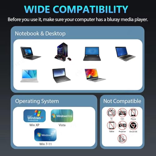 Graveur CD DVD externe lecteur Blu-ray portable USB C pour PC portable - 3
