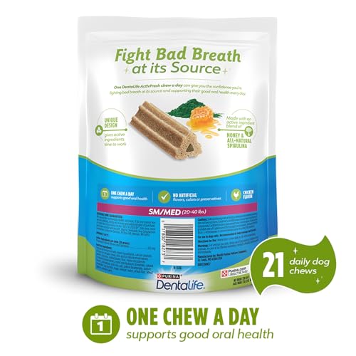 DentaLife ActivFresh Dog Chews for Small and Medium Dogs 20-40 lbs., Dental Chews to Freshen Breath, Chicken Flavor, 15.5 oz., 21 Chews - 21 ct. Pouch