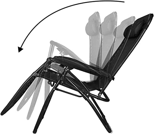 Image of Ash & Roh Zero Gravity Lawn Chair Anti Gravity Lounge Chair Adjustable Recliner Pillow Outdoor Camp Chair for Poolside Backyard Beach, Support (Black)