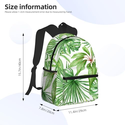 Sac à dos décontracté polyvalent noir avec imprimé tropical