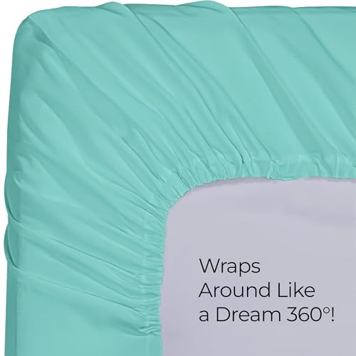 Image of Utopia Bedding King Fitted Sheet - Bottom Sheet - Deep Pocket - Soft Microfiber - Shrinkage and Fade Resistant - Easy Care -1 Fitted Sheet Only (Spa Blue)