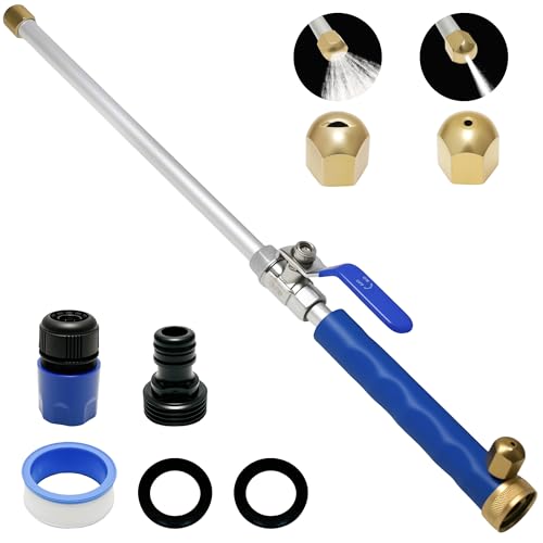 Jet Nozzle Power Washer for Garden Hose, Upgraded 2-In-1 High Pressure Wand With 2 Different Nozzles And Quick Connectors Hose Nozzle High Pressure Attachment for Patio Car Pet Window Washing (Blue)