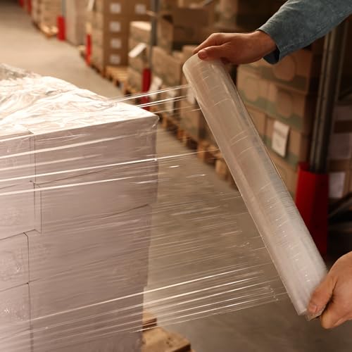 Stretchfolie Transparent (50cm breit) (23my) (2,7kg) - Handstretchfolie (500 mm) - Palettenfolie - Wickelfolie - Strechfolienrolle - Verpackungsfolie auf Rolle - Folie für Möbel und Umzug (1 Rolle)