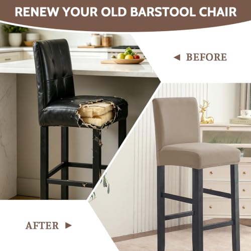 Image of FUANGUI Bar Stool Covers Set of 4, Waterproof Stretch Bar Stool Seat Covers | Washable Removable Bar Chair Covers with Backs Slipcovers, Bar Chair Covers Square for Kitchen Dining Room Cafe