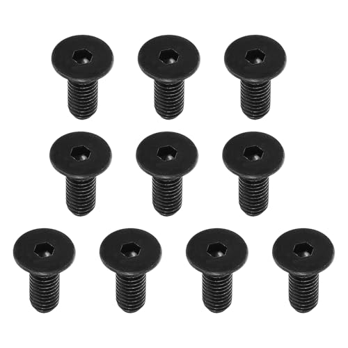 PATIKIL 3/8-16 x 1" Flat Head Socket Cap Screws, 10 Pack Flat Countersunk Bolts Carbon Steel Hex Socket Drive Machine Screws Full Thread Black Oxide Grade 10.9