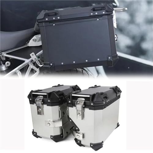 SHQXD Seitenkoffer Für BMW F750GS F850GS Motorrad Aluminium-Satteltasche, Seitenkoffer, Gepäckträger, Zubehör(Silver,38L)