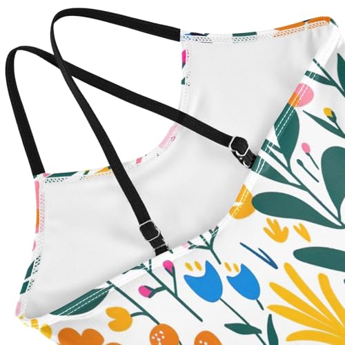 Wildflowers Girl Bathing Suits, Girls Athletic Swimsuit, Beach Swimsuit Girls 3-10T with Adjustable Shoulder Strap4