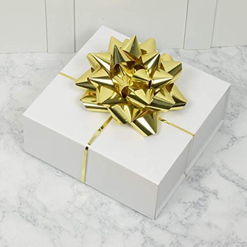 White Gift Box - 1 Pack Small Collapsible Magnetic Lid Luxury Cardboard Box For Presents, Gifts, Ornaments, Holiday, Weddings, Events, Small Businesses, Organization, Supplies, Crafting - 9.4X9.4X3.7 #TOP1