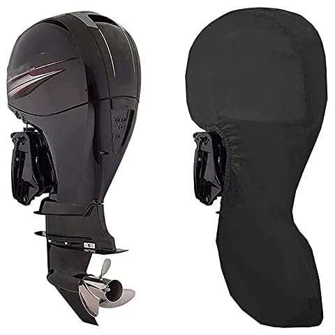 XHDZSW Boat Motor Covers - Full Outboard Motor Cover with 420D Heavy Duty Oxford Fabric + Extra PVC Coating,Waterproof Outboard Engine Covers (Black,60-90HP) Cover