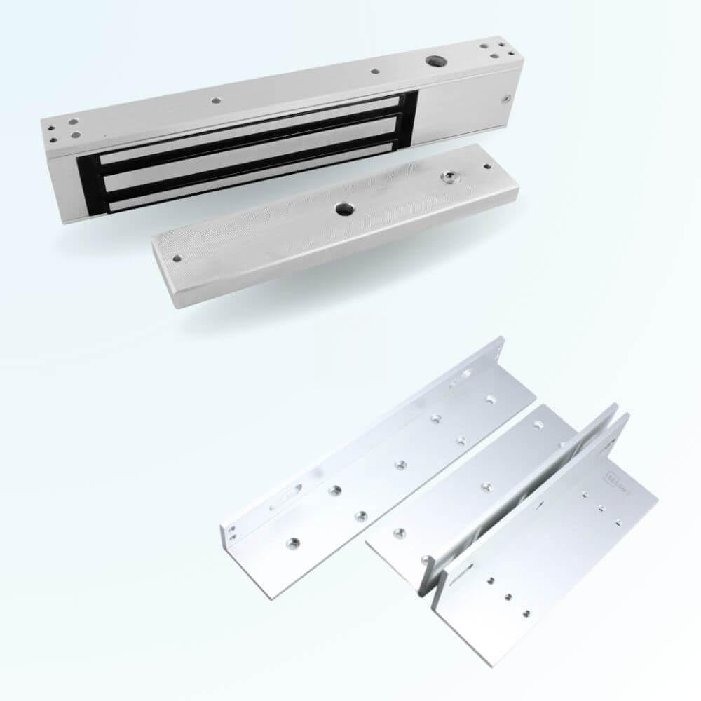 Pack Ventouse électromagnétique 12V DC, 280 kg, Pose en applique, Avec équerres de fixation - SECUPRO