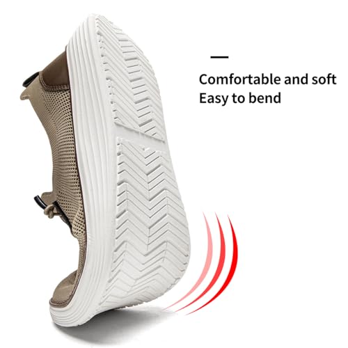 Mens Slip on Loafers Boat Shoes Non Slip Walking Shoes Running Shoes Fashion Sneakers for Men Comfort Lightweight Breathable Casual Office Shoes Brown 122