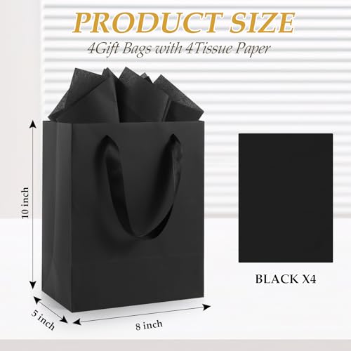 Epoesch Black Paper Gift Bags with Tissue