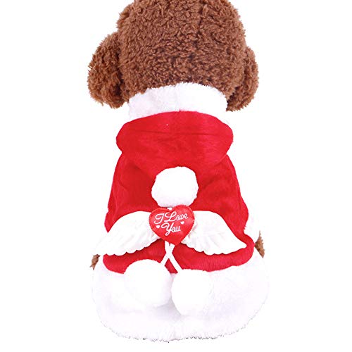 Preisvergleich Produktbild Decke, warm, Haustier-Kleidung, weich, warm, Plüsch, Jumpsuit, Hoodie, Herbst-Wintermantel für kleine Welpen, Hunde, Bekleidung für kaltes Wetter, Hunde, Engelsflügel