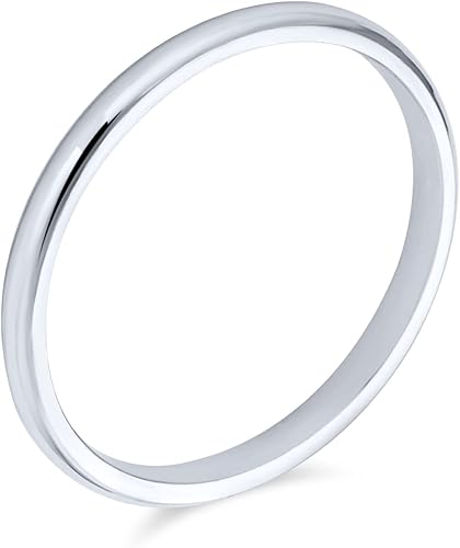 Bling Jewelry Anillo de boda de plata de ley 925 unisex personalizado para parejas, para hombres y mujeres, diseño minimalista pulido simple de