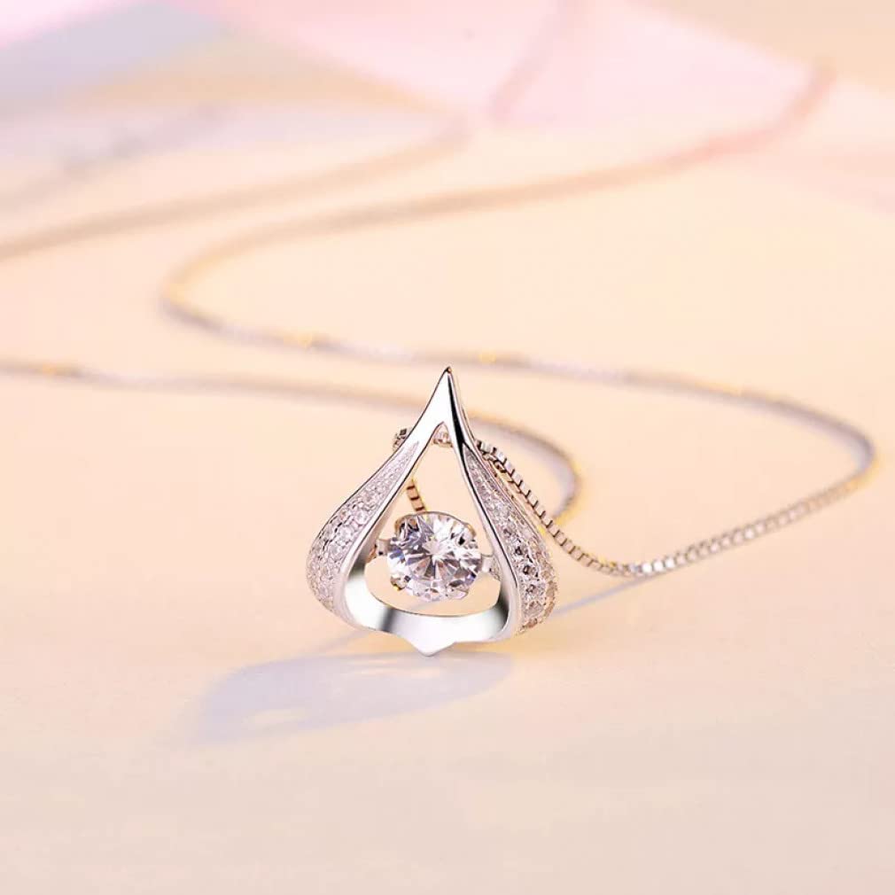 Trójkąt Woda Naszyjnik 925 Sterling Silver Rhinestone Naszyjniki Kobiety Biżuteria Prezent