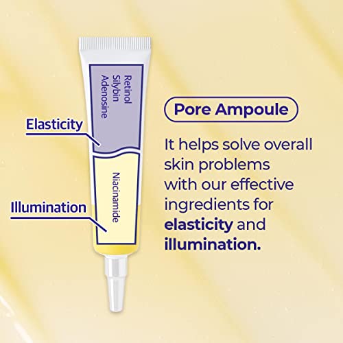 numbuzin No.3 Pore Reset Ampoule Shot | Retinol, Silybin, Niacinamide, Adenosine, Saggy Pores, Excess Sebum | Korean Skin Care for Face, 0.25 fl oz