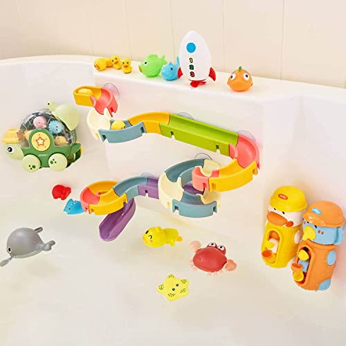 Bath Toys For Toddlers 3-4 Years With Duck Slide Wall Track Floating Wind Up Toys And Rubber Sea Animals Bathtub Water Toy For Infant Baby Kids Ages 4-8 And Boys & Girls #TOP5