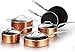 COOKSMARK 10 Piece Cookware Set with Nonstick Coating, Induction Pots and Pans Set Dishwasher Safe Aluminum Hammering Copper