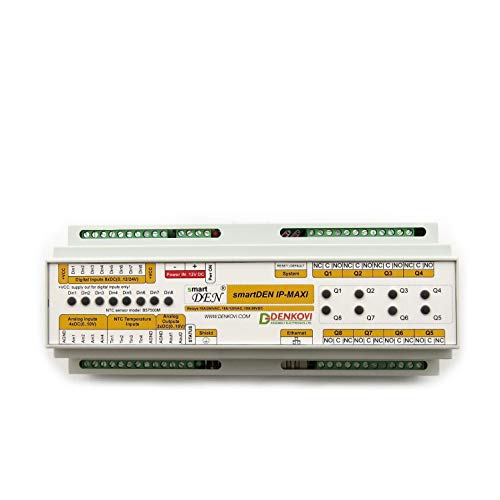 Denkovi Assembly Electronics Ltd smartDEN Maxi - I/O Relay Module SNMP, HTTP with DIN Rail Box 24V