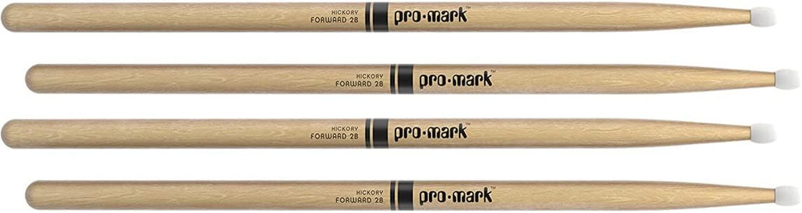 ProMark Classic Forward 2B Hickory Drumsticks, Oval Nylon Tip (2 Pack)