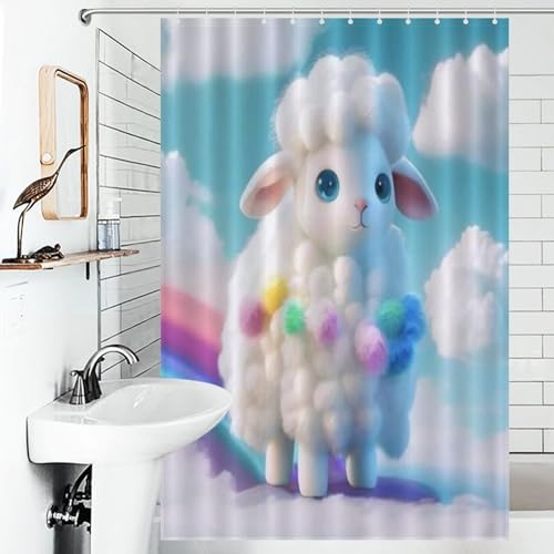 Rideau de douche mouton en polyester haut de gamme lavable avec œillets