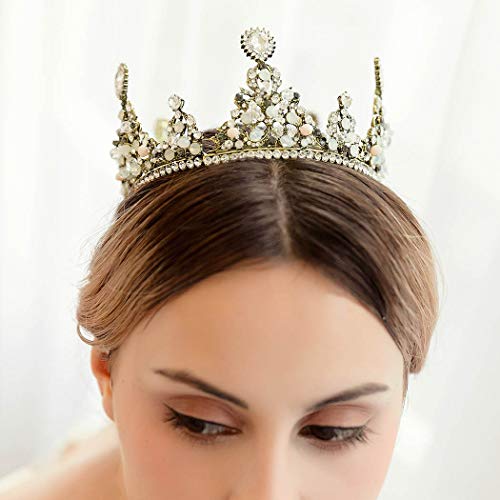 Fdesigner Baroque Crown Gold Wedding Bride Tiaras Crystal Decorative Hair Jewelry Vintage Hair Accessories Prom Headpiece For Women And Girls (Style Ⅱ) #TOP1