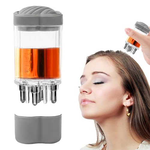 lisutupode Aplicador de aceite para el cuero cabelludo para el cabello, aplicador de aceite capilar | Cepillo aplicador de cuero cabelludo con graduación - Dispensador recargable para cepillos de