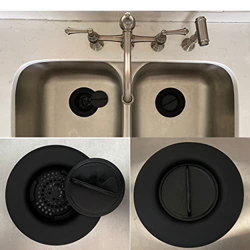 Fli Products Flex Strainer Dpfs1010-2 Kitchen Sink Strainer And Drain Plug Stopper All In One, Fits All 3-1/2” Drains And Disposals, 5-1/4” Diameter Basket, Usa Made Thermoplastic Material Black (2Pk) #TOP2