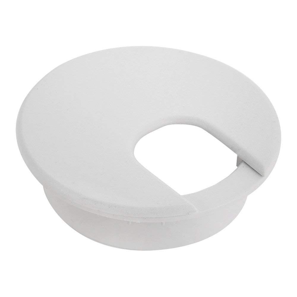 Desk Grommet 2" White (5 Pack), Plastic, Wire, Cable Organizer