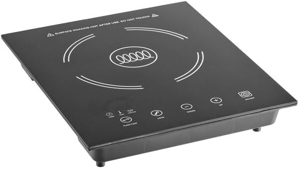 Miniatura 1 de Placa de cocción de inducción Drop-Induction, rango eléctrico comercial de 1800 W, negro, quemador individual de 120 V con pantalla táctil digital,
