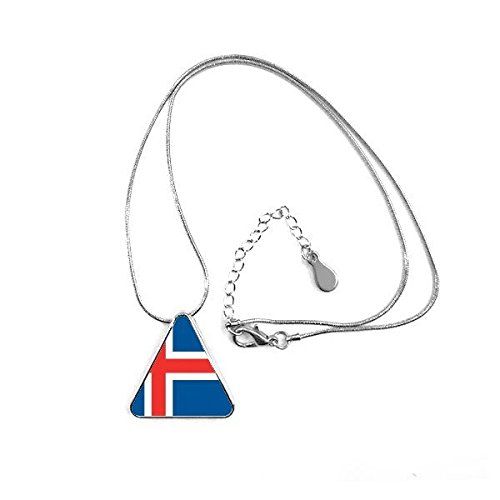 Collier Islande pendentif triangle drapeau, cadeau symbole Europe idéal