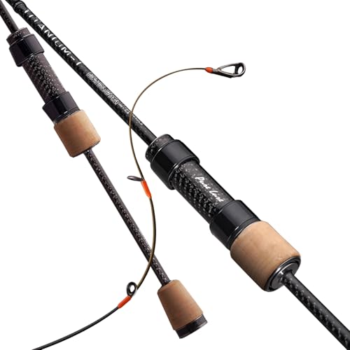 PURELURE Titanium-T Ultralight Spinning Fishing Rod, 6FT Carbon Fiber Ultra Light BFS Rod for Trout Crappie, Medium Fast Action, Titanium Rod Tip & Guides, AA+ Cork Handle Lightweight Reel Seat